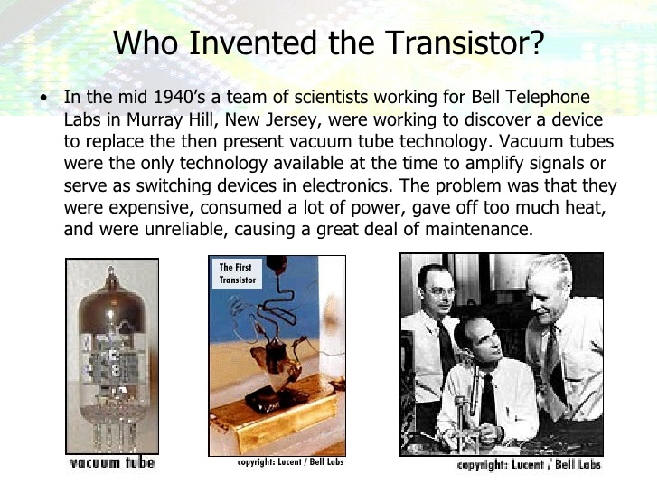 Transistor Invented In By William Shockley At Bell Labs Assisted By American Physicists